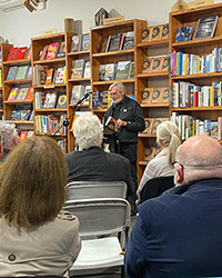 James reading at the launch