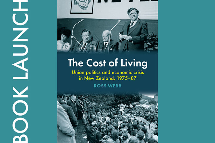 Book launch, image of front cover of The Cost of Living by Ross Webb
